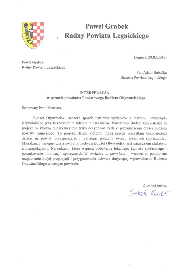Interpelacja- Powaitowy Budżet Obywatelski