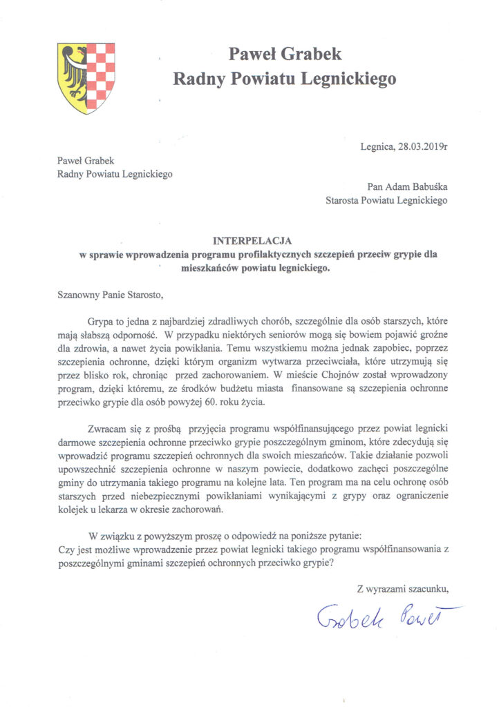 Interpelacja-szczepienia przeciwko grypie