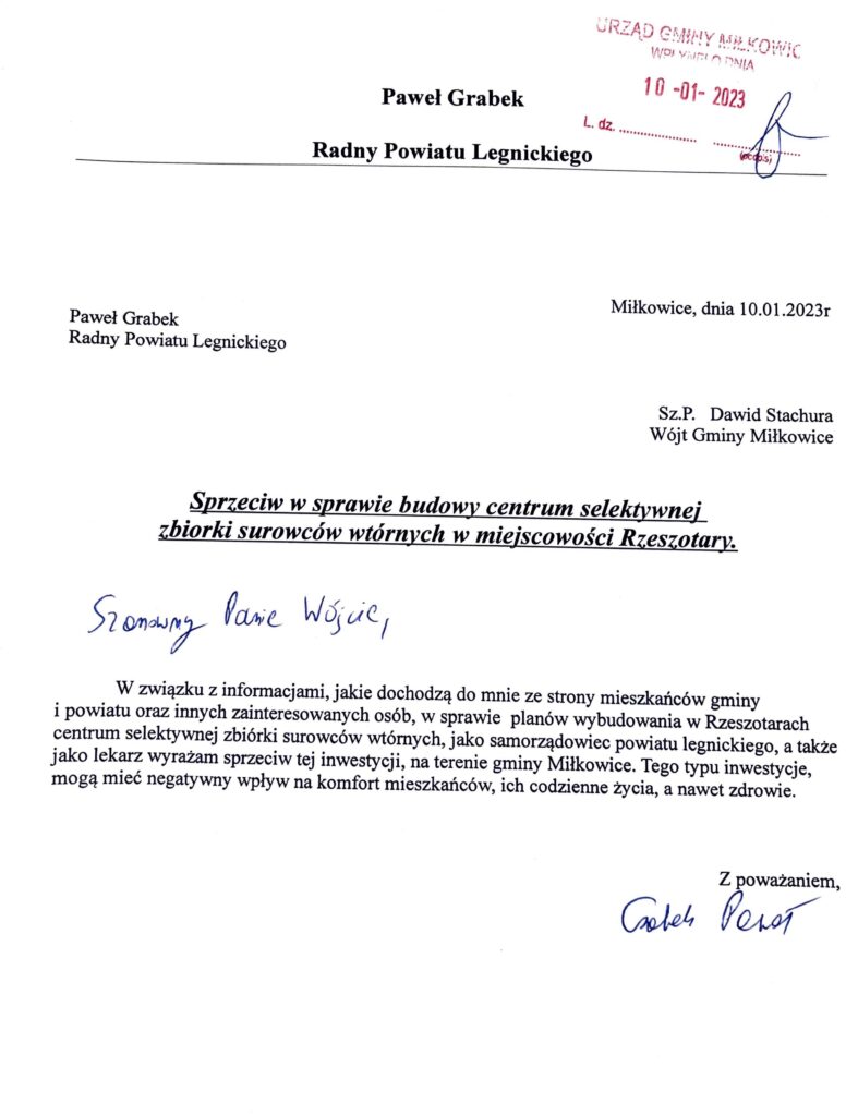 Sprzeciw w sprawie Budowy centrum Odpadów